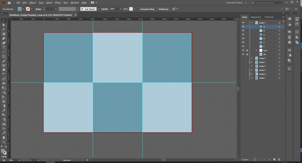 Template Illustrator 2020 รูปสำหรับริชเมนูไลน์  Rich Menu Line OA : Size Large