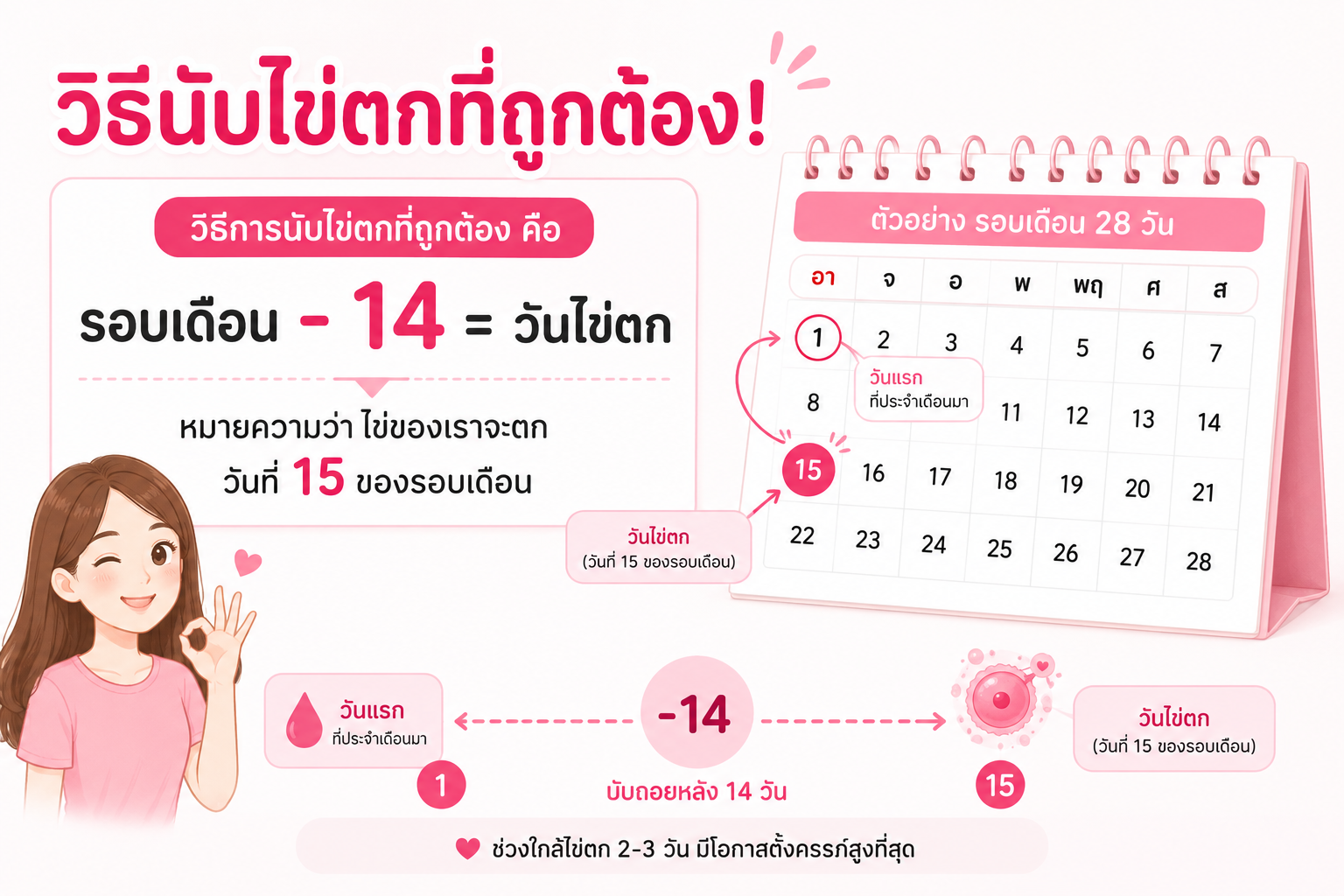 วิธีนับไข่ตก (วางแผนมีลูก) 11 วิธีนับไข่ตกที่ถูกต้อง