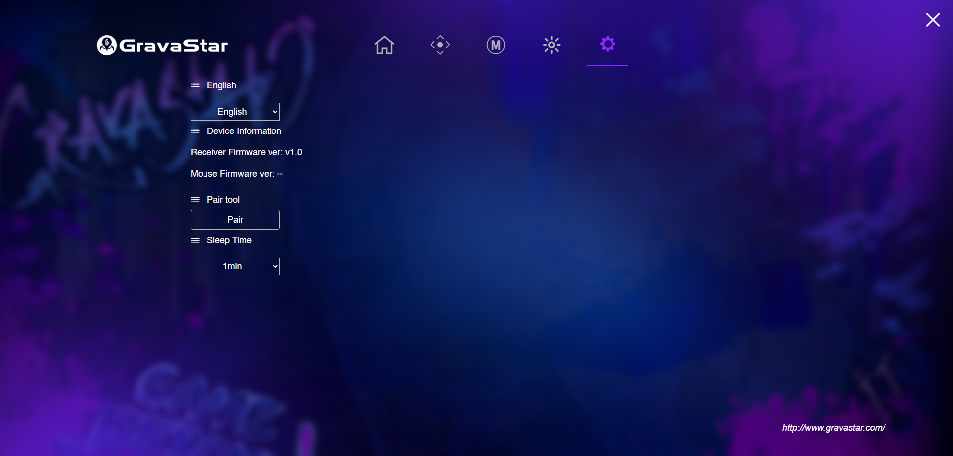 GravaStar Web Software For Mercury Mice Firmware