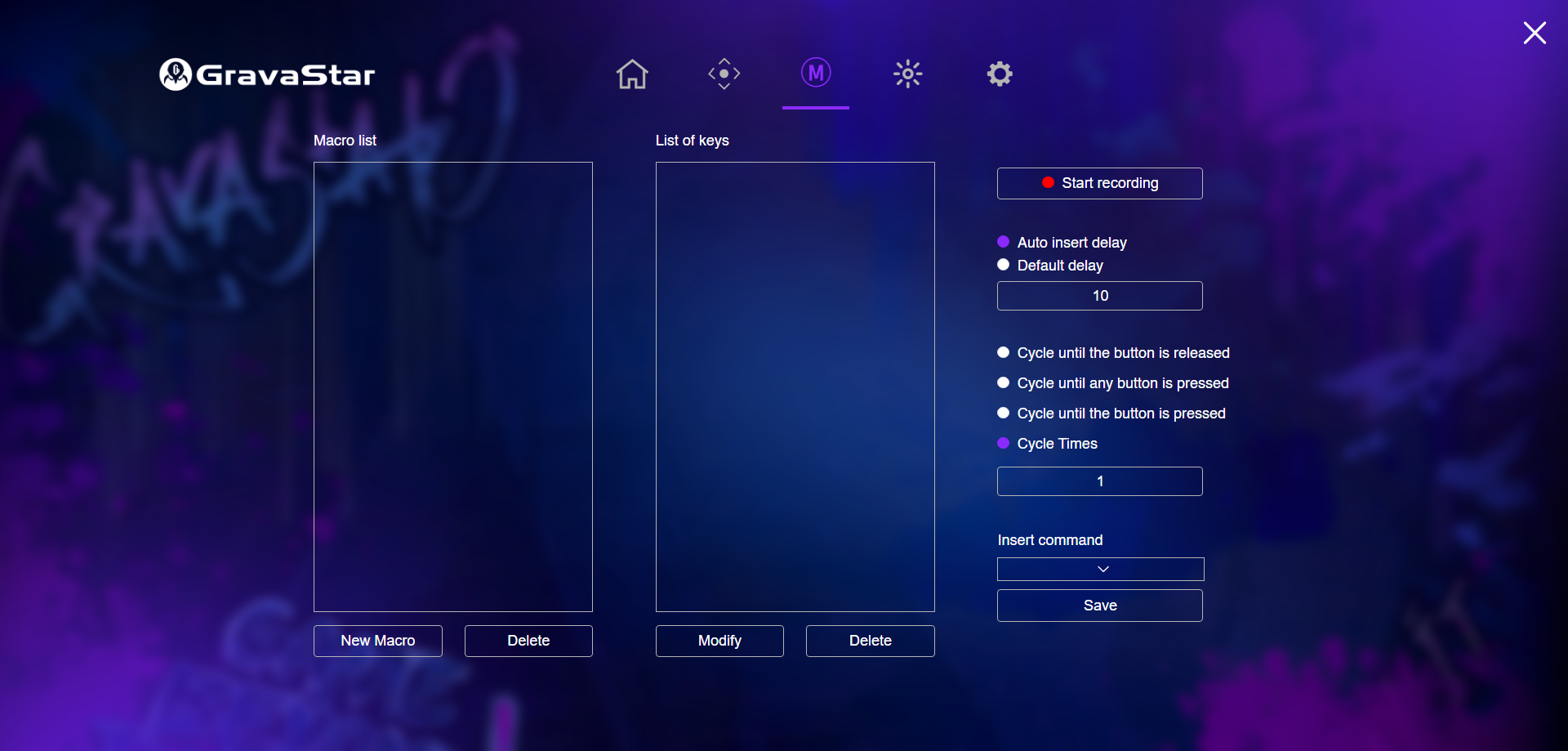 GravaStar Web Software For Mercury Mice List of keys