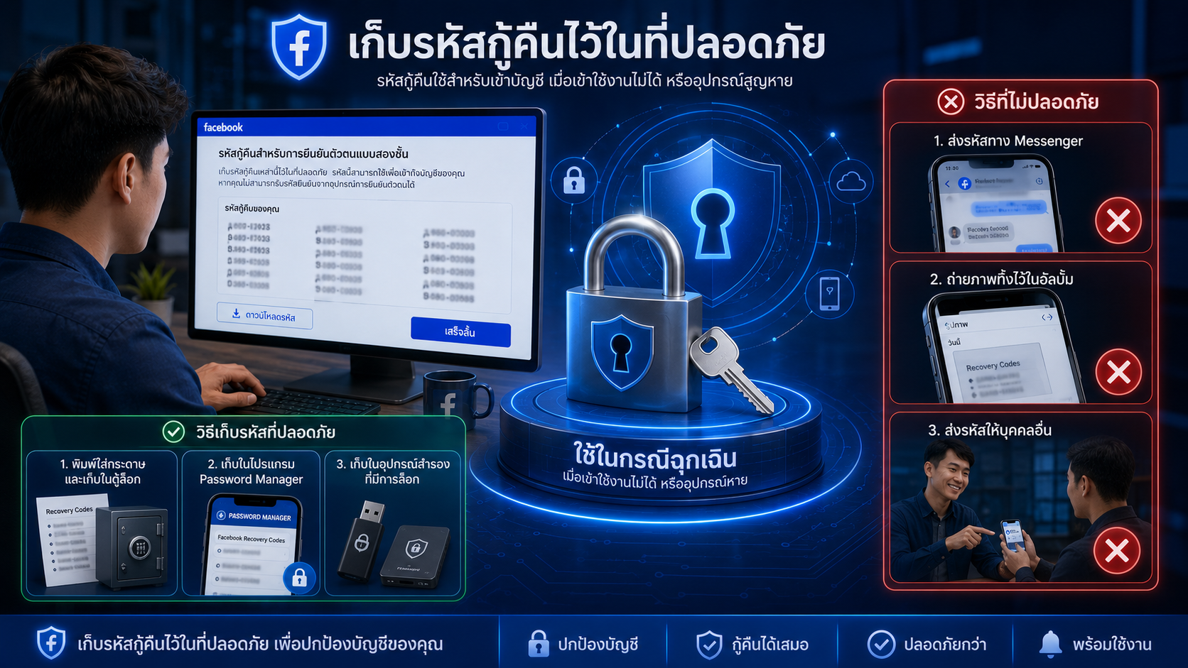 Create and store your Facebook account recovery code in a safe place