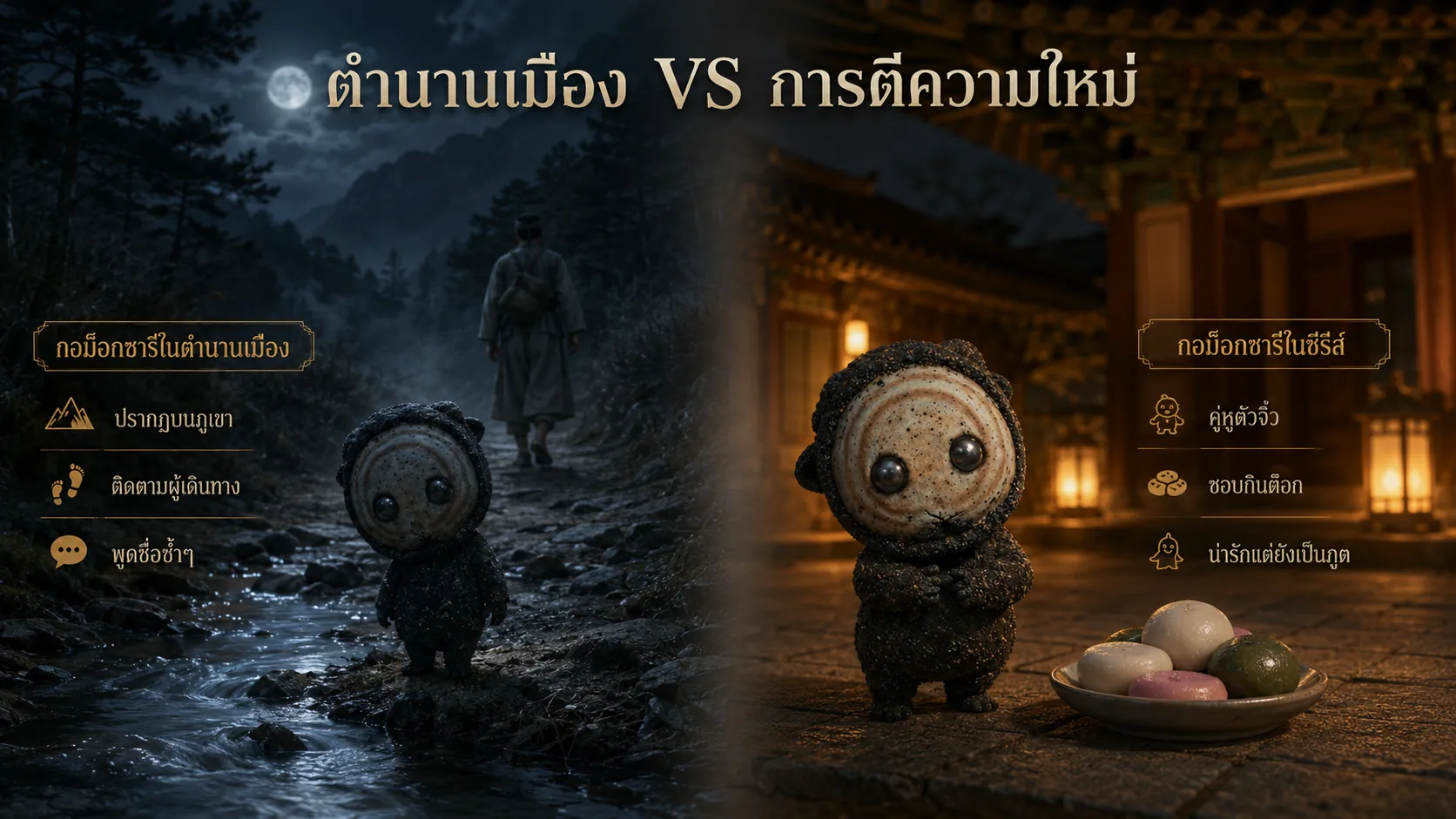 ตำนาน "กอม็อกซารี (꺼먹살이)" 16 How does the legendary Gomoxari differ from the one in the series